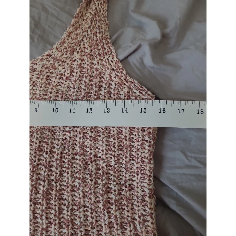 Harper Heritage Women's SZ S chunky ribbed Knit Tank Top cream tan deep V boho